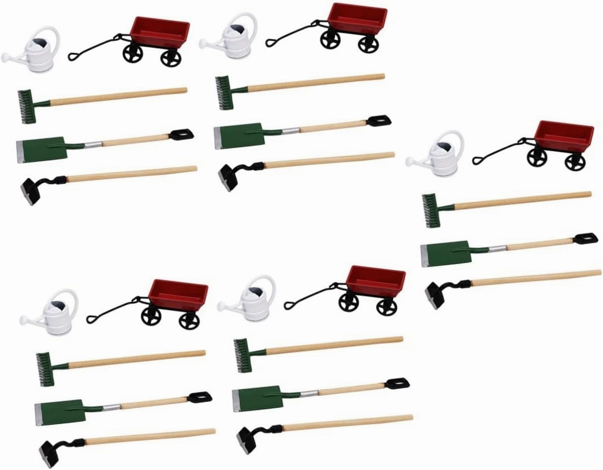 Yardwe 5 Sets Mini House Gardening Tool Dollhouse Accessory for Fairy Garden Decor Safe Mini Gardening Tool Model for Play Creative Decoration