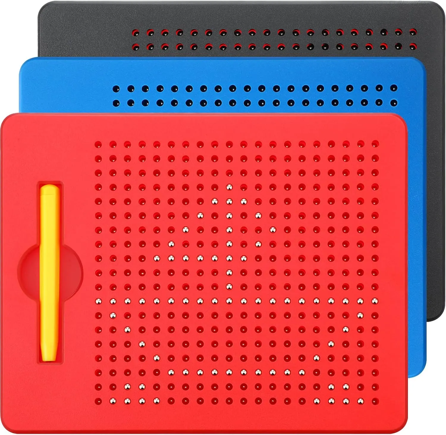 Yexiya 3 Pcs Magnetic Drawing Board for Kids, Toddler Travel Drawing Kit Magnet Sketch Thread Board with Stylus Pen and Beads Toy for Child Quiet Time Activities(Multicolor,7 x 8.5 Inches)