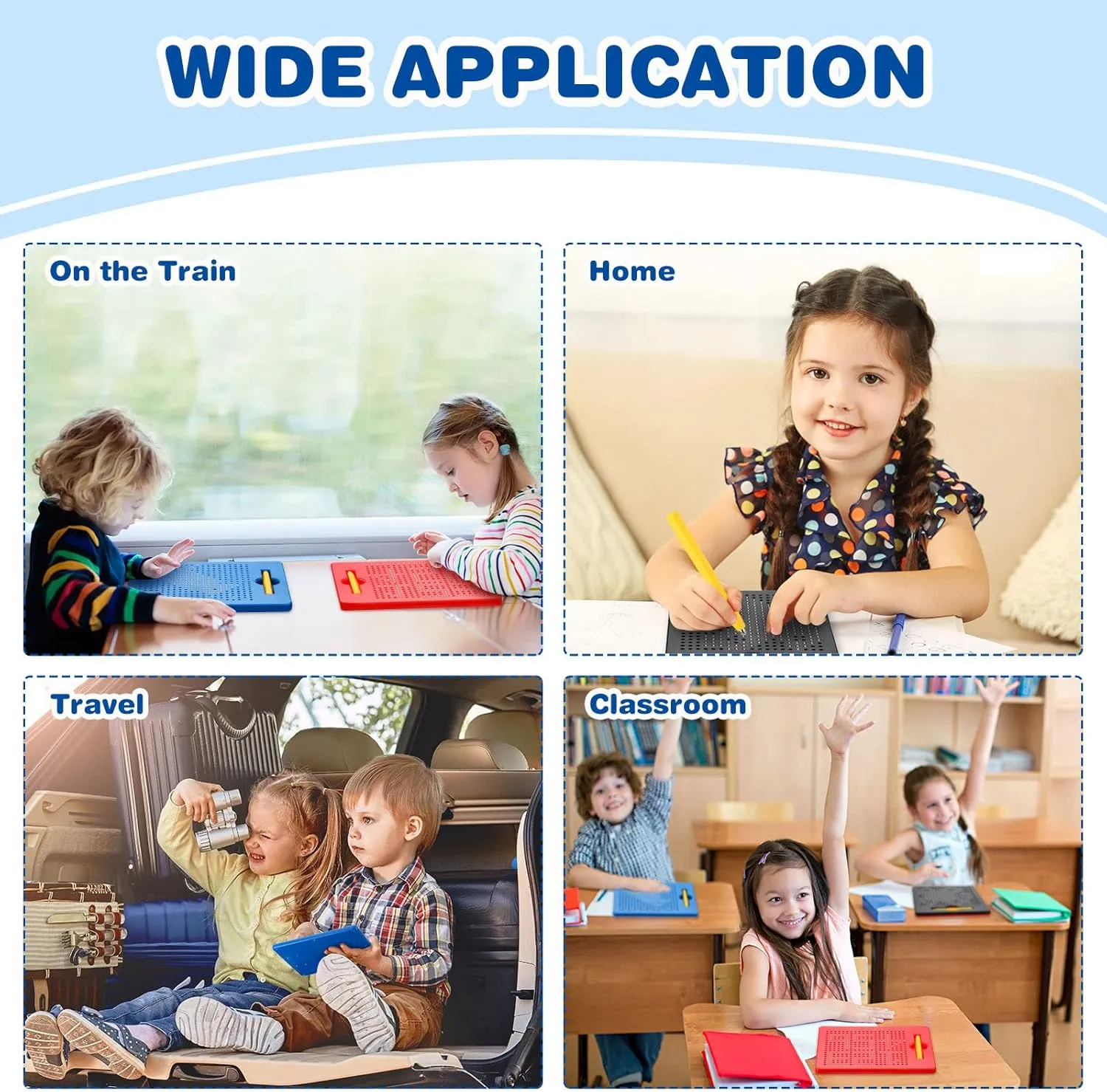 Yexiya 3 Pcs Magnetic Drawing Board for Kids, Toddler Travel Drawing Kit Magnet Sketch Thread Board with Stylus Pen and Beads Toy for Child Quiet Time Activities(Multicolor,7 x 8.5 Inches)