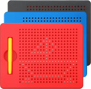 Yexiya 3 Pcs Magnetic Drawing Board for Kids, Toddler Travel Drawing Kit Magnet Sketch Thread Board with Stylus Pen and Beads Toy for Child Quiet Time Activities(Multicolor,7 x 8.5 Inches)