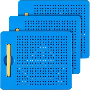 Yexiya 3 Pcs Magnetic Drawing Board, Travel Drawing Kit Magnet Sketch Thread Board with Stylus Pen and Beads Toy for Quiet Time Activities(Blue,7 x 8.5 Inches)