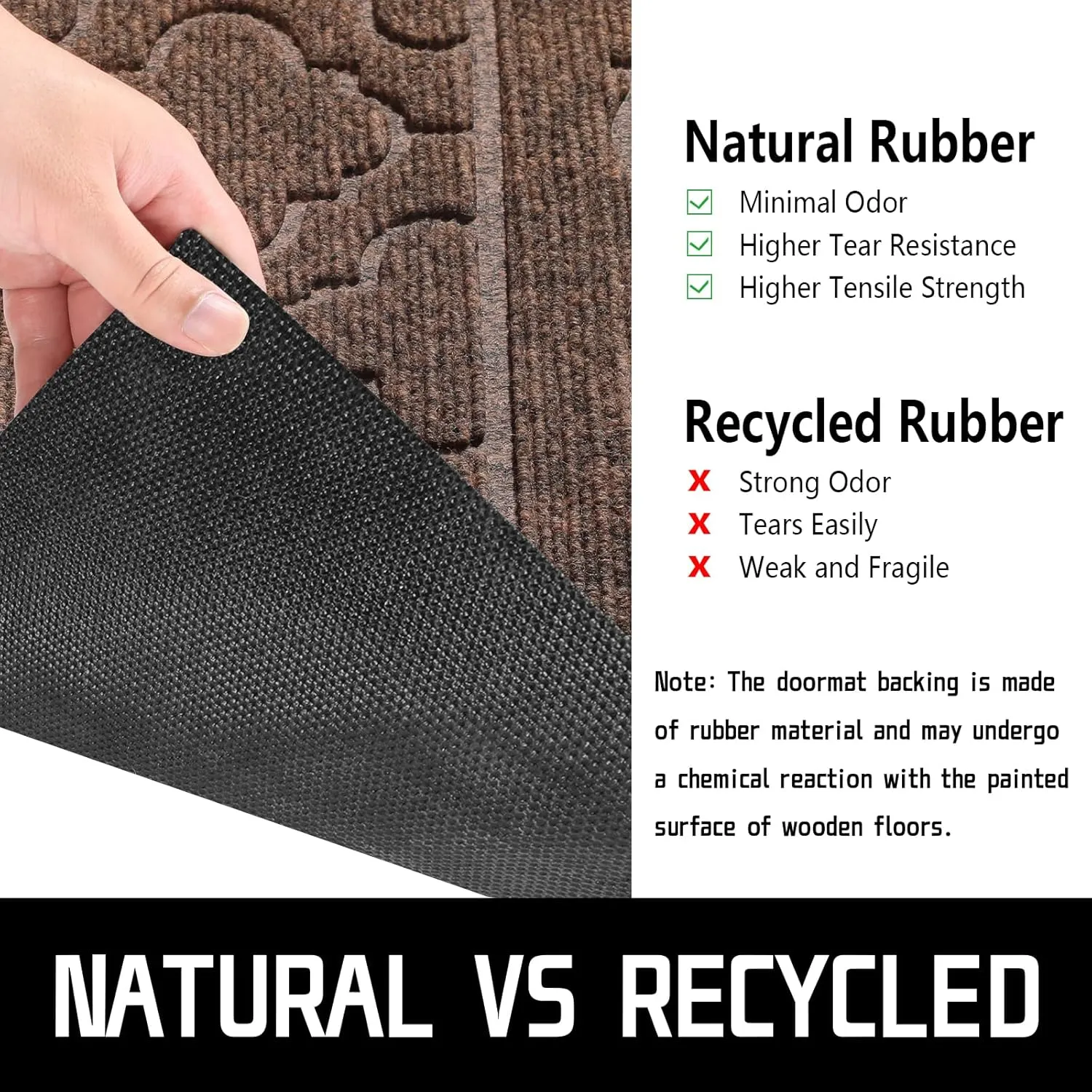 Yimobra Welcome Mat Outdoor Indoor, All-Season Waterproof Front Door Mat Outside Entrance, All-Weather Heavy Duty Non-Slip Doormat, Low Profile Porch Patio Entrance Mats, 29.5x17, Brown