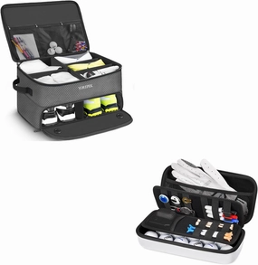 YOREPEK 2 Layer Golf Supplies Trunk Organizer, Durable Golf Trunk Storage,Golf Glove Holder with Removable Golf Glove Shaper, Protective Hard Shell Golf Accessories Case Bag with 2 Dividers