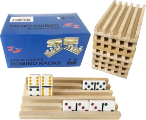 Yuanhe Domino Holder Trays Rack - Set of 8 Wooden Tiles Stand Holders for Mexican Train Rummy Chickenfoot