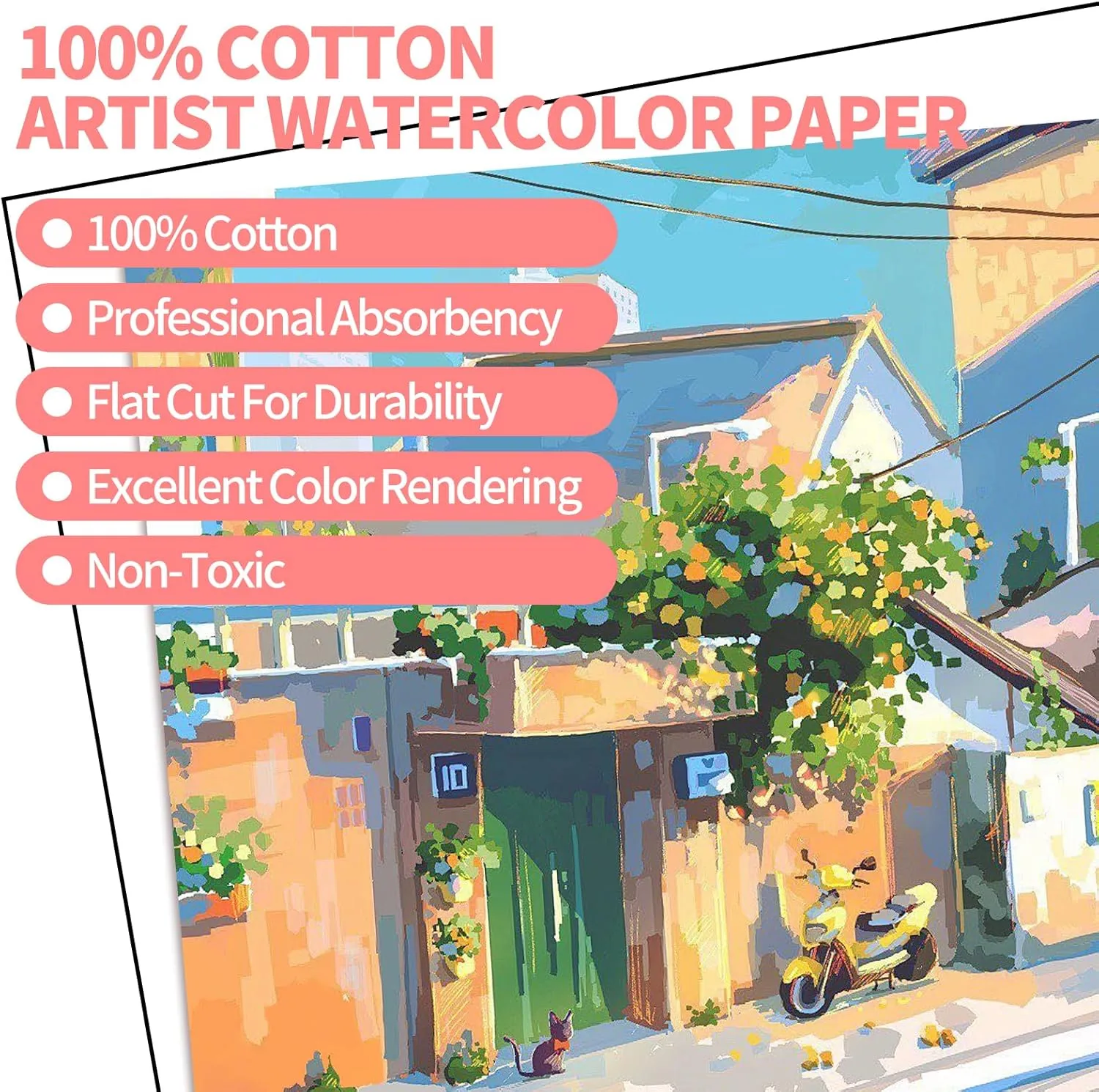 ZAYOUAU 400 Sheets Watercolor Paper Bulk, 6 x 9 inch 300 GSM Cotton White Cold Press Art Painting Paper for Kids, Beginning Academy Artist Loose Drawing Paper Watercolors Sketch Acrylic Painting