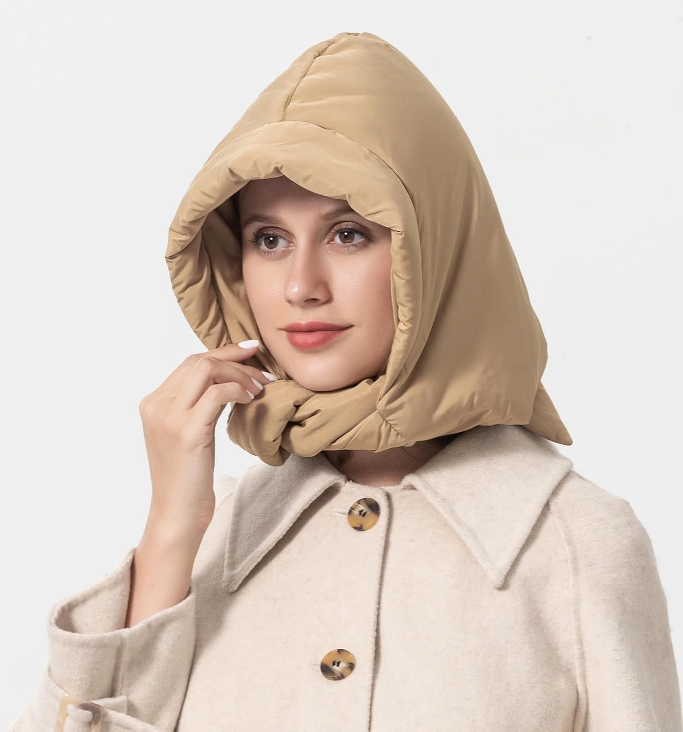 ZLYC Women Winter Down Hat Windproof Hooded Scarf Soft Warm Balaclava Skull Cap Beanie Hat